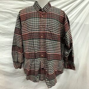 The‎ Arrow Company Red Green Tan Plaid Long Sleeve Men Shirt XL